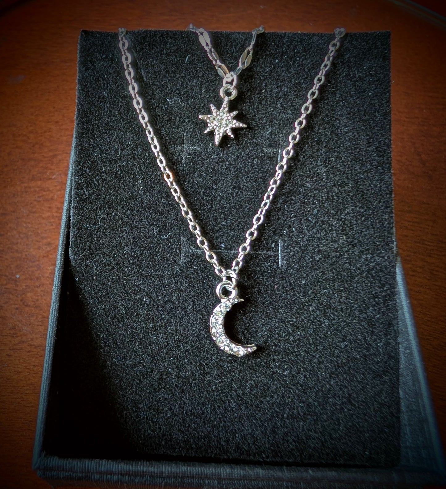 Silverlight |Dainty Crescent Moon & Star Necklace | Celestial Layered Jewelry