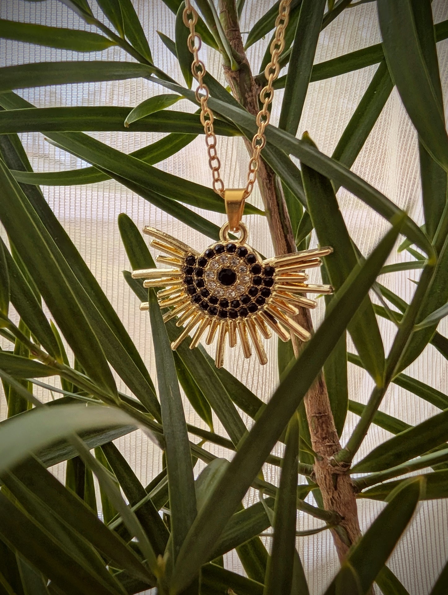 Solar Shield Eye Necklace | Gold