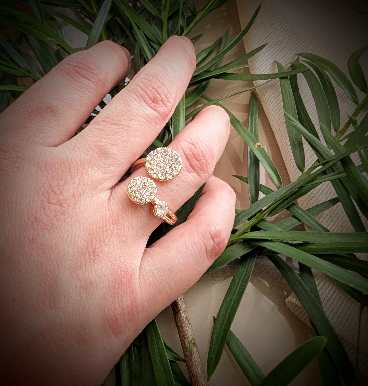 Solar Bloom – Triple Crystal Statement Ring | Solstice Bloom Collection