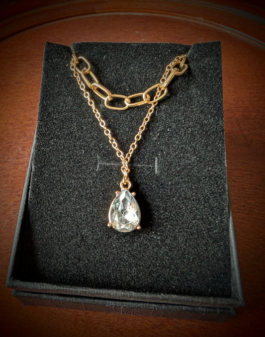Tears of Light – Gold Teardrop Layered Necklace | Solstice Bloom Collection