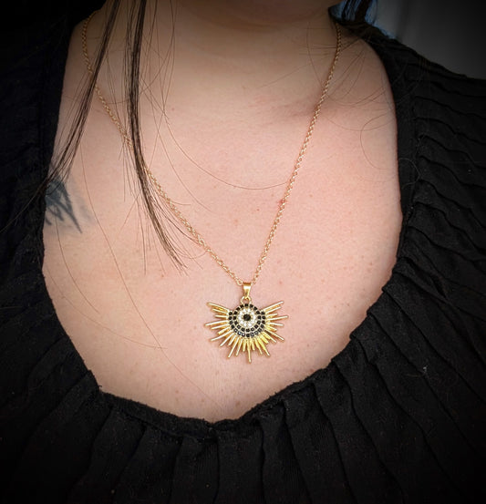 Solar Shield Eye Necklace | Gold