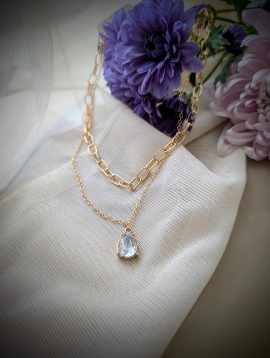 Tears of Light – Gold Teardrop Layered Necklace | Solstice Bloom Collection