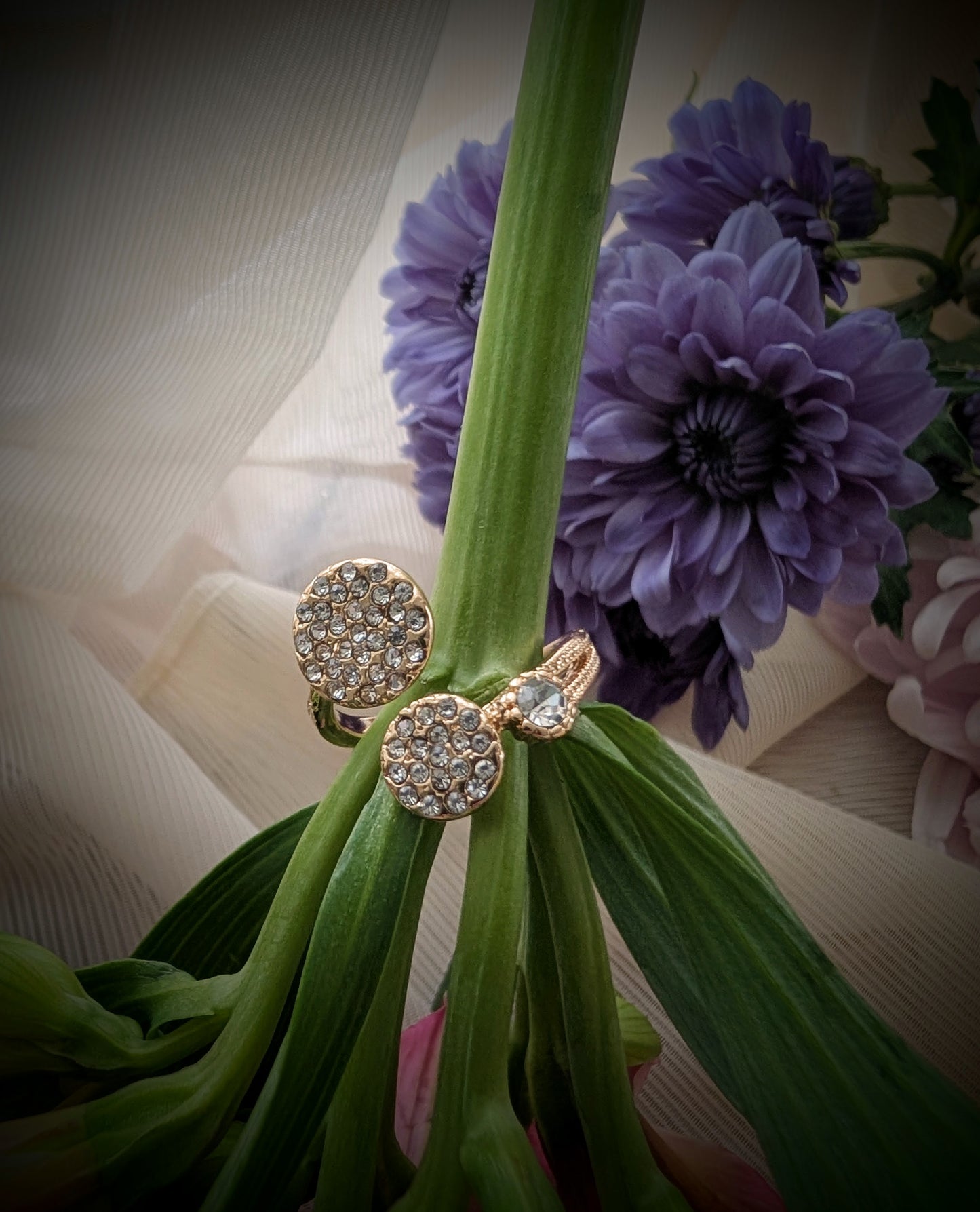 Solar Bloom – Triple Crystal Statement Ring | Solstice Bloom Collection