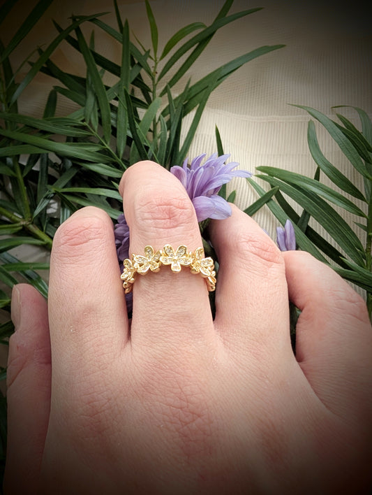 Petalspell – Gold Floral Ring | Solstice Bloom Collection